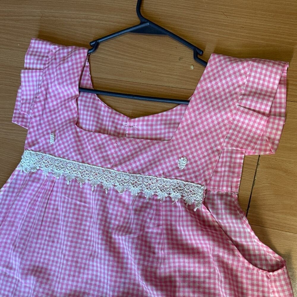 70s Pink Gingham Sleeveless Tunic Top